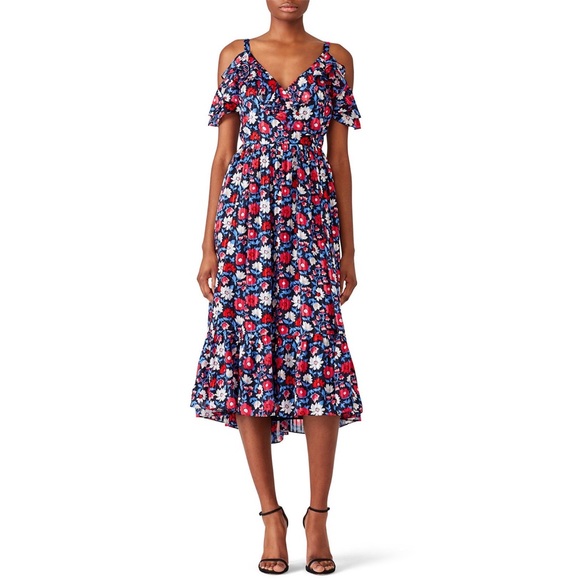 Kate Spade Navy 100% Silk Daisy Floral Midi Dress - Picture 2 of 12